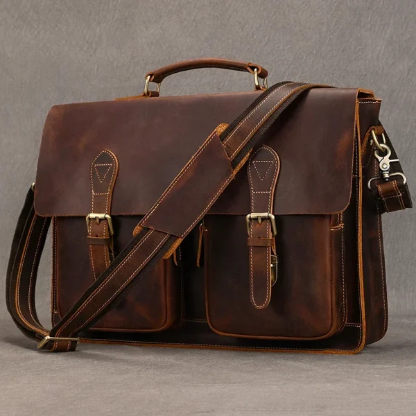 Porte document cuir vintage